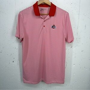 Nike Golf Men’s Size Medium Ohio State Regular Fit Red White Striped Polo Shirt